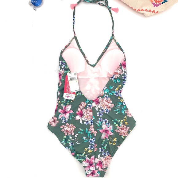 4/$25 Hula Honey Tropic Floral Halter Swimsuit - Picture 5 of 8